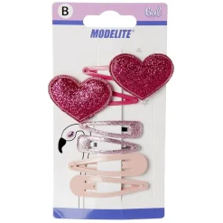 Gifi Beauté^Barrette clic clac coeur et paillettes x6