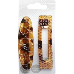 Gifi Beauté^Barrette large imprimé écaille marron x2