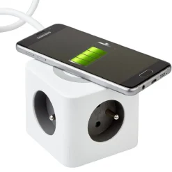 Gifi Accessoires Électriques^Bloc multiprise standard usb chargeur à induction carré blanc