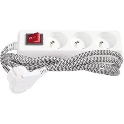Gifi Accessoires Électriques^Bloc multiprise textile 3x16A noir/blanc 1,5m