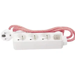 Gifi Accessoires Électriques^Bloc multiprise textile 3x16A rouge/blanc 1,5m