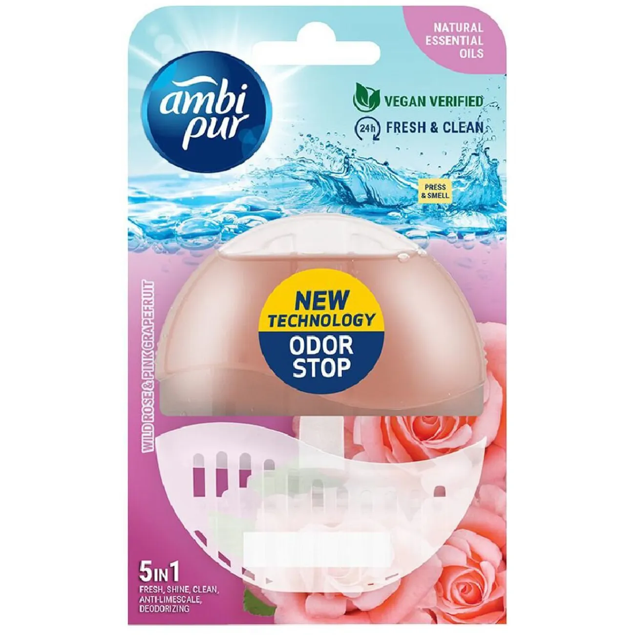 Gifi Nettoyage Et Entretien|Bloc WC Ambi Pur 5 en 1 rose sauvage et pamplemousse rose - 55 ml