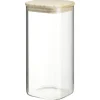 Discount Gifi Bocal carré transparent avec couvercle en bois 1,4L