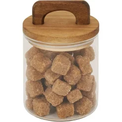 Clearance Gifi Bocal de conservation 500ml en verre avec couvercle en bois Ø9,5xH10cm