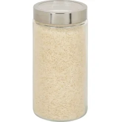 Hot Gifi Bocal en verre transparent couvercle inox 1,6L - Ø11xH.22cm