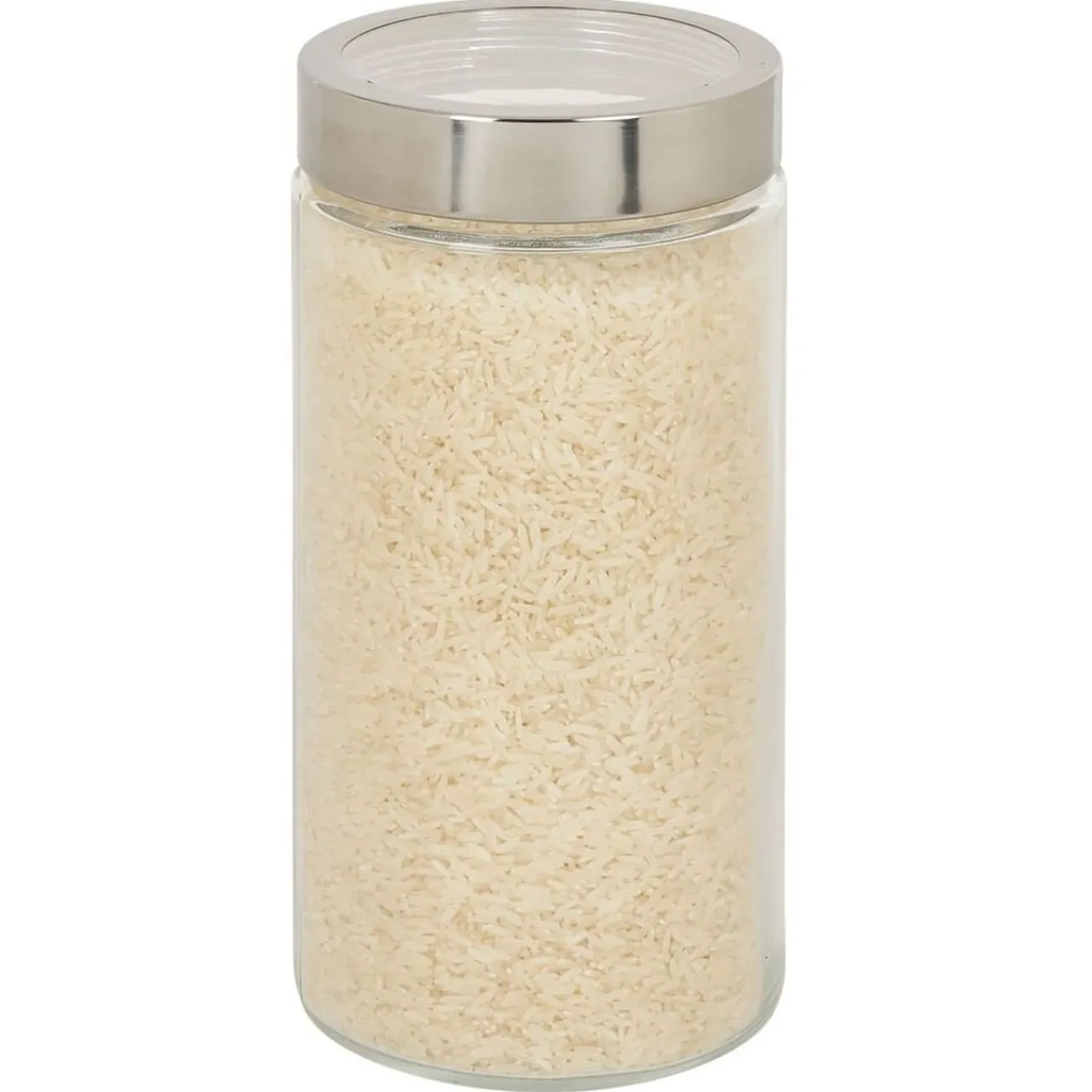 Hot Gifi Bocal en verre transparent couvercle inox 1,6L - Ø11xH.22cm