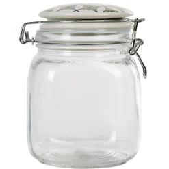 New Gifi Bocal hermétique carré en verre couvercle motif ciment 1 L