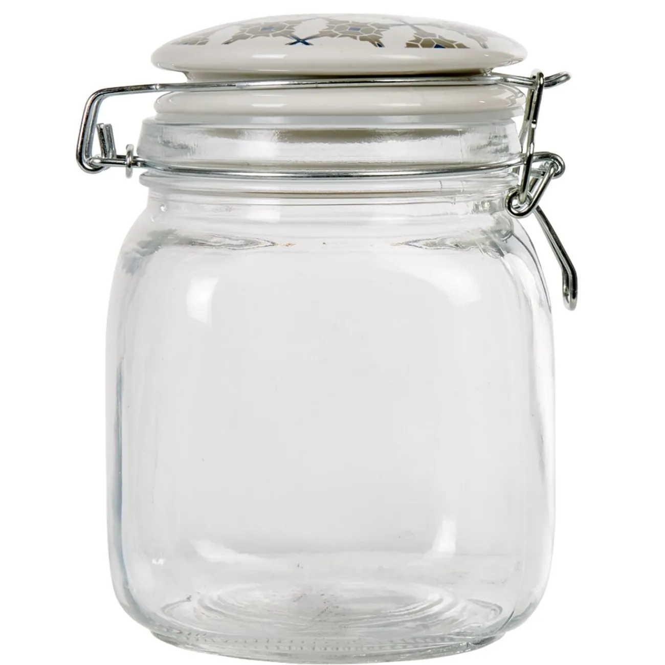 New Gifi Bocal hermétique carré en verre couvercle motif ciment 1 L