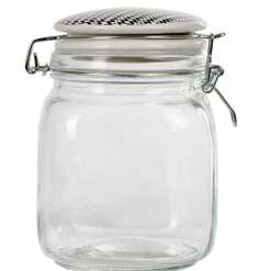 Clearance Gifi Bocal hermétique carré en verre couvercle motif ethnique 1 L