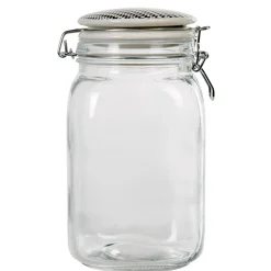 New Gifi Bocal hermétique carré verre couvercle motif ethnique 1,5 L