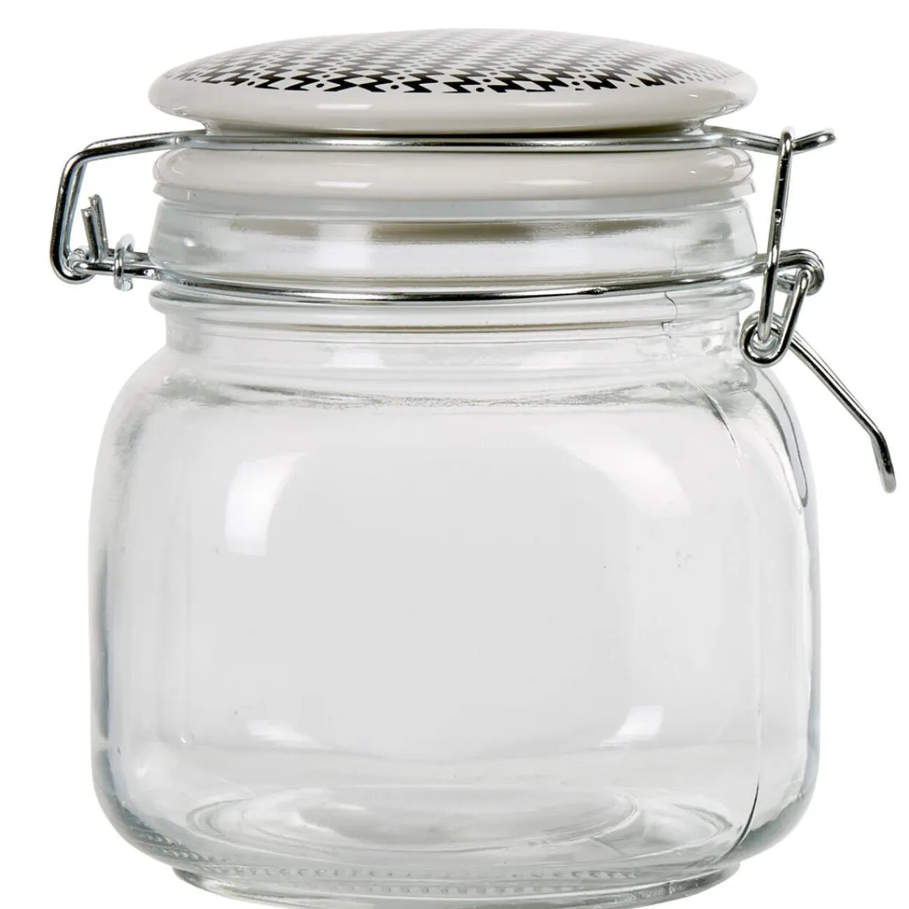 New Gifi Bocal hermétique carré verre couvercle motif ethnique 750 ml