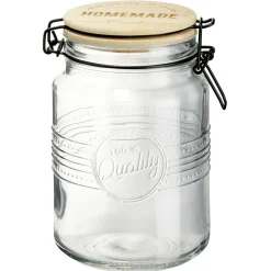 Clearance Gifi Bocal hermétique rond transparent avec couvercle en bambou H16,5 cm