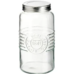 Gifi Bocal hermétique rond transparent avec couvercle en métal H17 cm