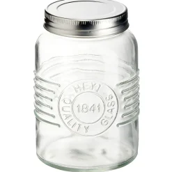 Sale Gifi Bocal hermétique rond transparent avec couvercle en métal H13 cm