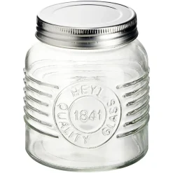 Clearance Gifi Bocal hermétique rond transparent avec couvercle en métal H10 cm