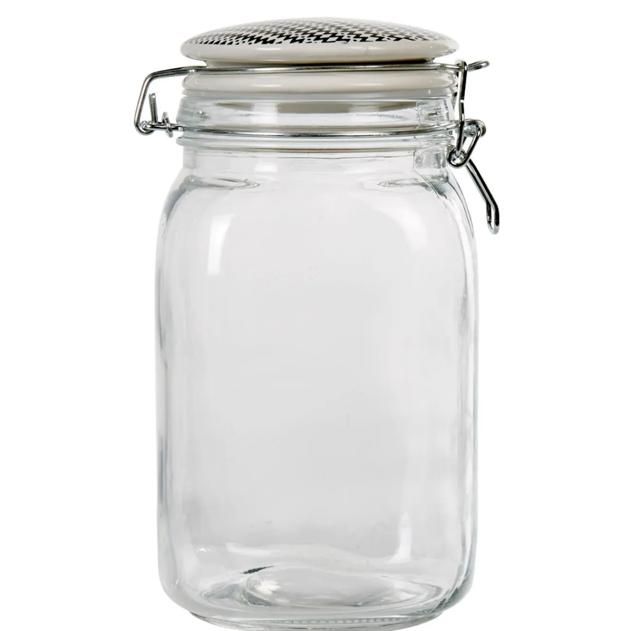 Sale Gifi Bocal hermétique transparent avec couvercle design ethnique 1,5 L
