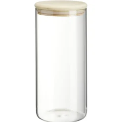 Clearance Gifi Bocal rond transparent avec couvercle en bois 1,4L