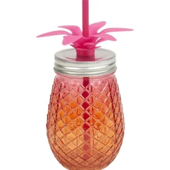 Sale Gifi Bocal verre et paille ananas coloré