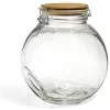 Clearance Gifi Bocal verre transparent 2,1L avec couvercle bambou et clip en fer