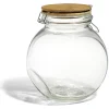 Discount Gifi Bocal verre transparent 1,6L avec couvercle bambou et clip en fer