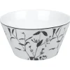 Sale Gifi Bol blanc décor tiges feuilles noires