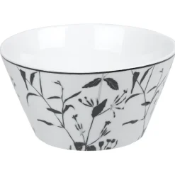 Sale Gifi Bol blanc décor tiges feuilles noires