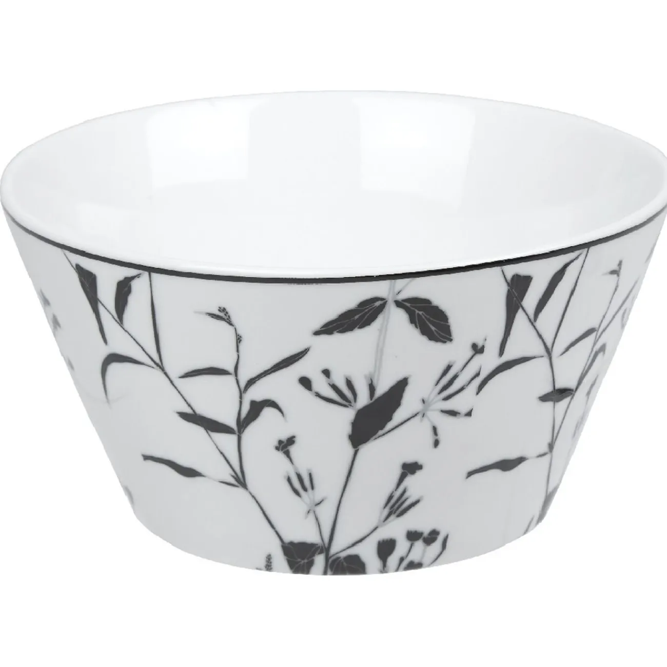 Sale Gifi Bol blanc décor tiges feuilles noires