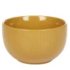Sale Gifi Bol en porcelaine jaune moutarde avec rainures verticales en relief