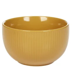 Sale Gifi Bol en porcelaine jaune moutarde avec rainures verticales en relief