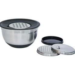 Best Gifi Bol à mixer inox avec base silicone et 3 râpes Ø22xH11,2cm