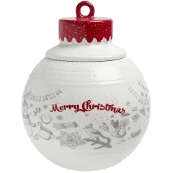 New Gifi Bonbonnière en céramique décor Noël rouge blanc