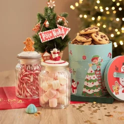 Outlet Gifi Bonbonnière en verre avec couvercle en céramique déco de Noël