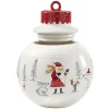 Outlet Gifi Bonbonnière forme boule de Noël blanche et rouge