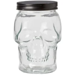Discount Gifi Bonbonnière transparente design Tête de mort Halloween 1,5L