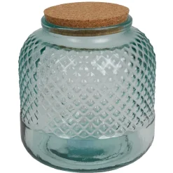 Outlet Gifi Bonbonnière verre motif cactus couvercle bois et cordelette