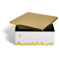 Best Gifi Boîte alimentaire carré en fer décor doré 26x26xH10cm