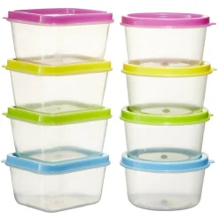 New Gifi Boîte alimentaire couvercle multicolore 65 ml x8