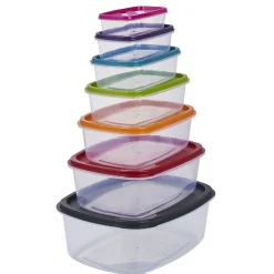 Discount Gifi Boîte alimentaire en plastique avec couvercle coloré x7