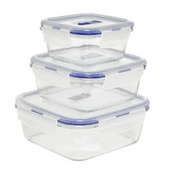 Gifi Boîte alimentaire en verre trempé transparent x3