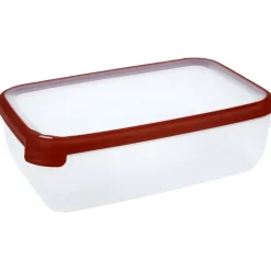 Online Gifi Boîte alimentaire hermétique rectangulaire transparente et rouge 4 L