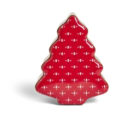 Clearance Gifi Boîte alimentaire Noël forme sapin métal rouge et doré 18x14,5xH6,5cm