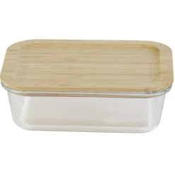 Sale Gifi Boîte alimentaire verre avec couvercle bambou 1 000 ml
