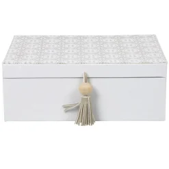 Gifi Rangement|Boîte à bijoux pompon blanc gris