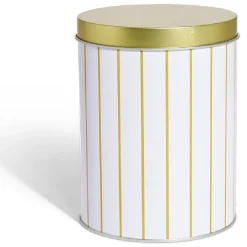 Outlet Gifi Boîte à biscuits ronde métal blanc doré Ø10,5H14cm