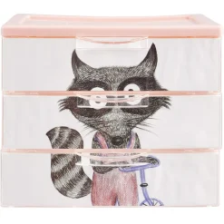 Gifi Rangement|Boîte bloc 3 tiroirs plastique décor animal H15,5 cm
