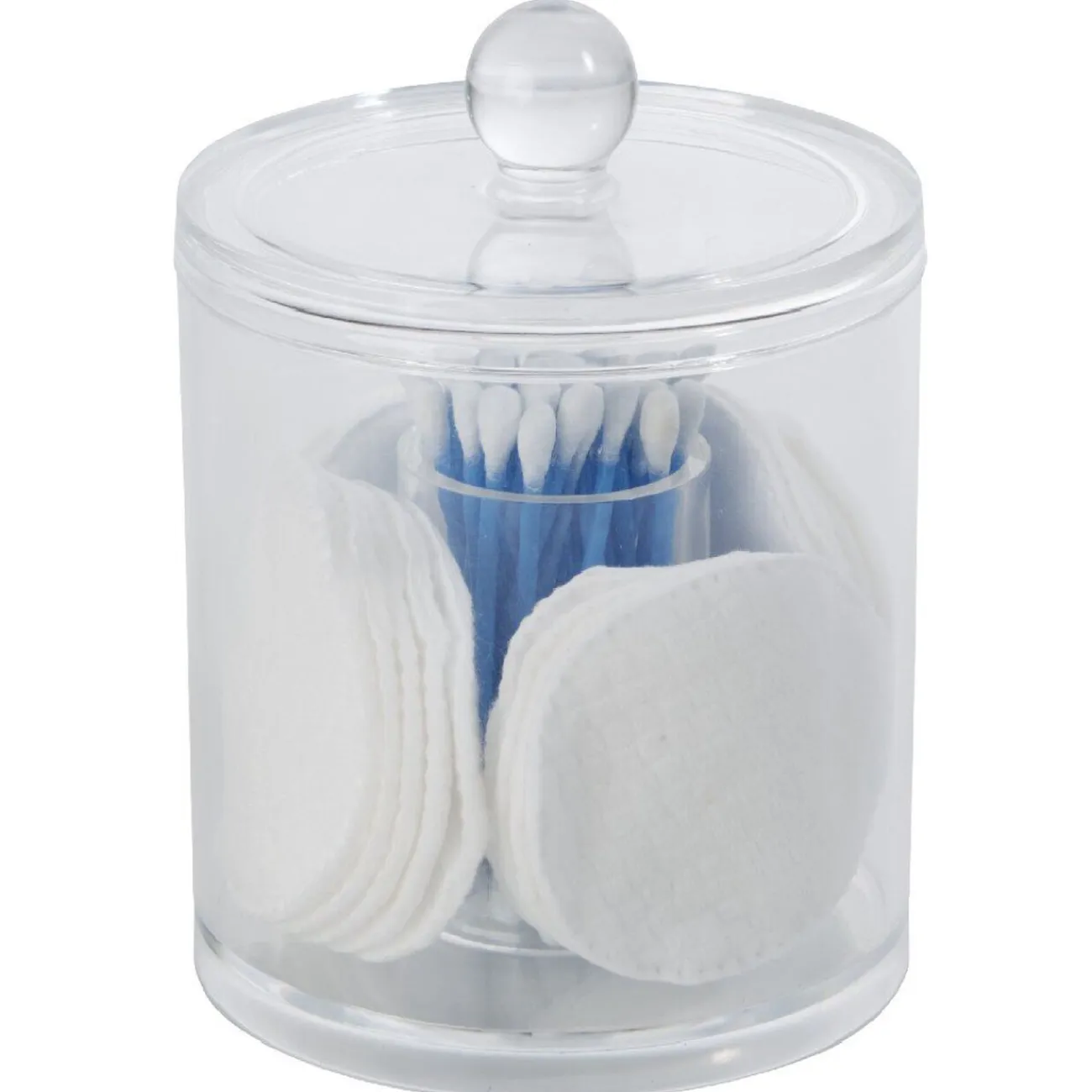 Gifi Beauté^Boîte cylindrique à coton tige transparente