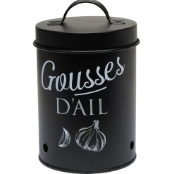 Clearance Gifi Boîte de conservation métal noir pour ail