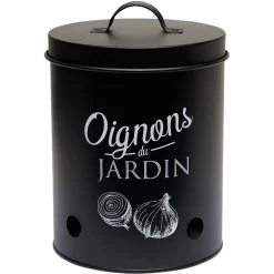 Gifi Boîte de conservation métal noir pour oignon
