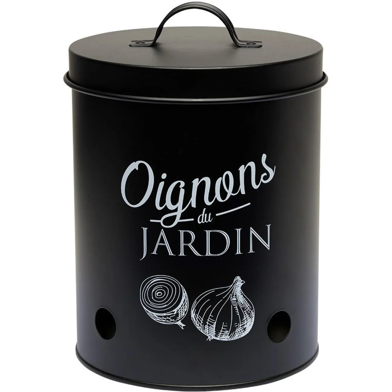 Gifi Boîte de conservation métal noir pour oignon