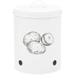 New Gifi Boîte de conservation pour pommes de terre en métal blanc